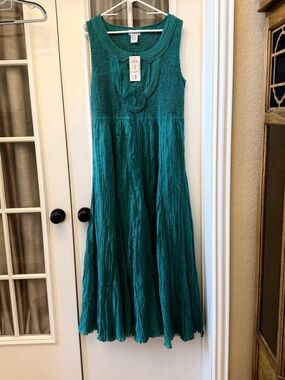 Soft Surroundings Delphine Crinkle Smocked Maxi Dress Size XL